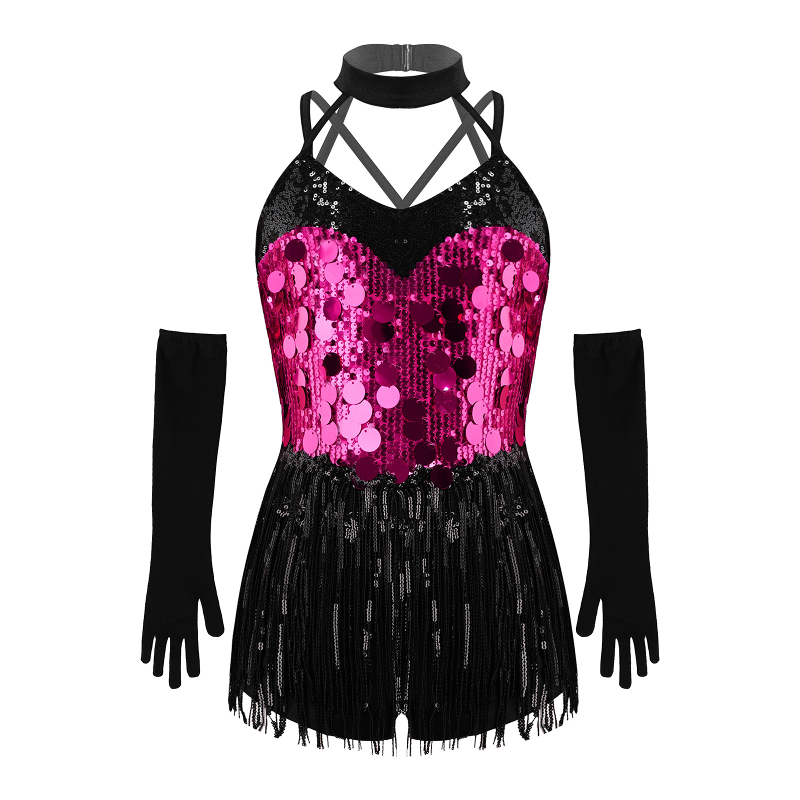 Sewing Vest - Kids Girls Tassels Latin Dance Leotard