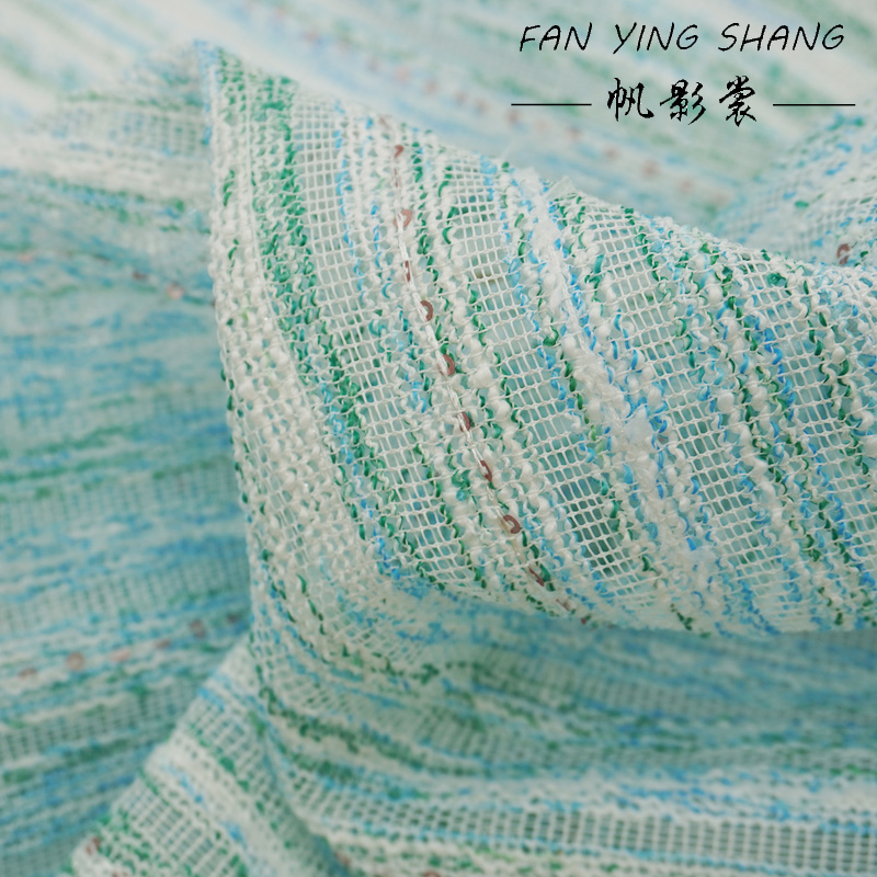 Fresh Style Blue Green Stripe  - Sewing Tweed Fabric 评论和价格
