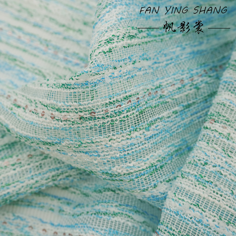 Fresh Style Blue Green Stripe  - Sewing Tweed Fabric 评论和价格