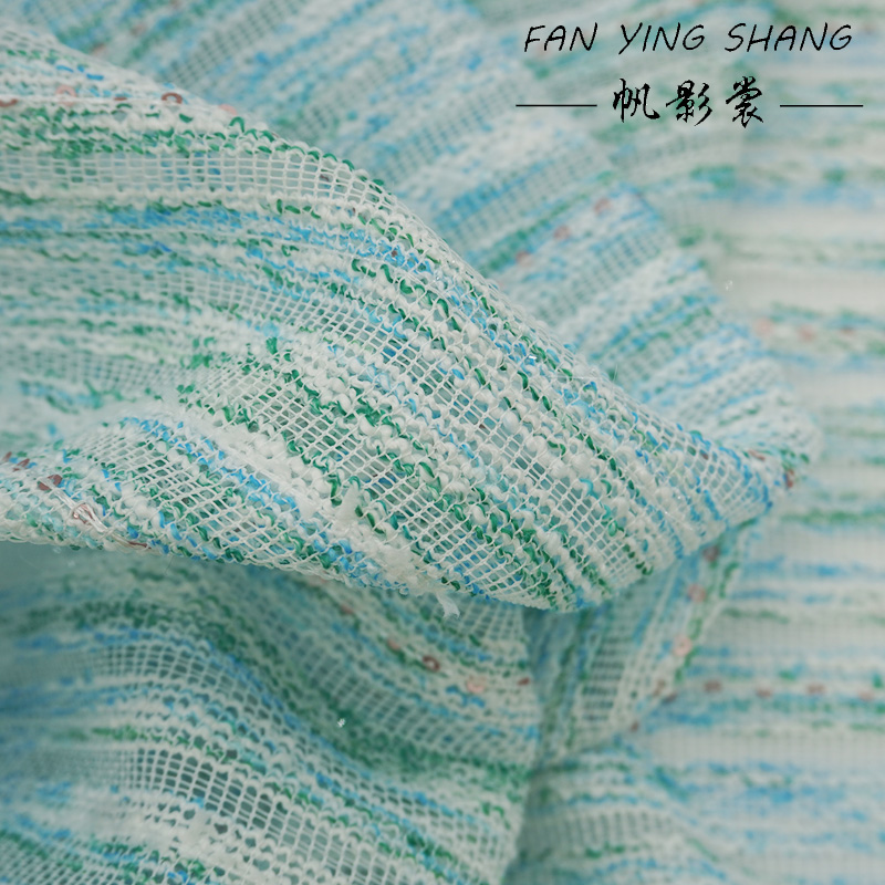 Fresh Style Blue Green Stripe  - Sewing Tweed Fabric 评论和价格