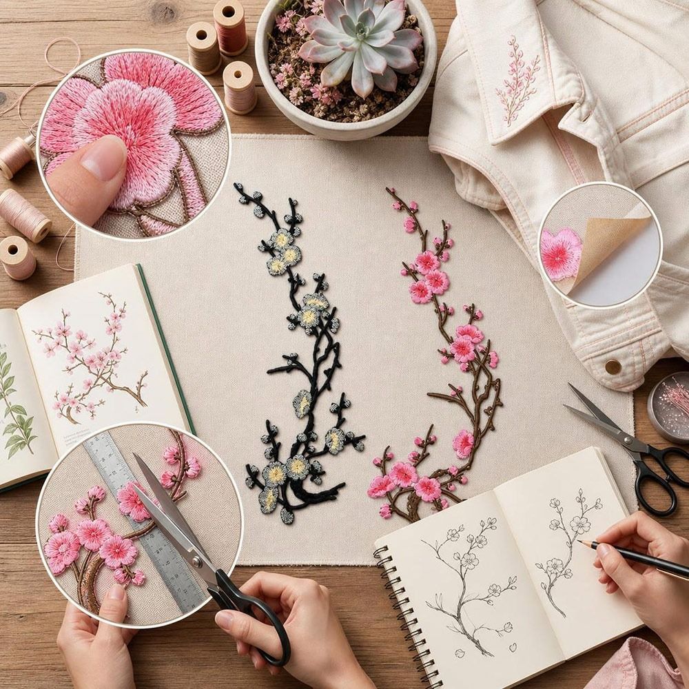 DIY Cherry Blossom Iron On Pat - Textile For Sewing 评论和价格