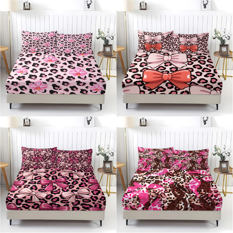 3pcs Pink Leopard Fitted Sheet - Fabric Softener Sheet 评论和价格