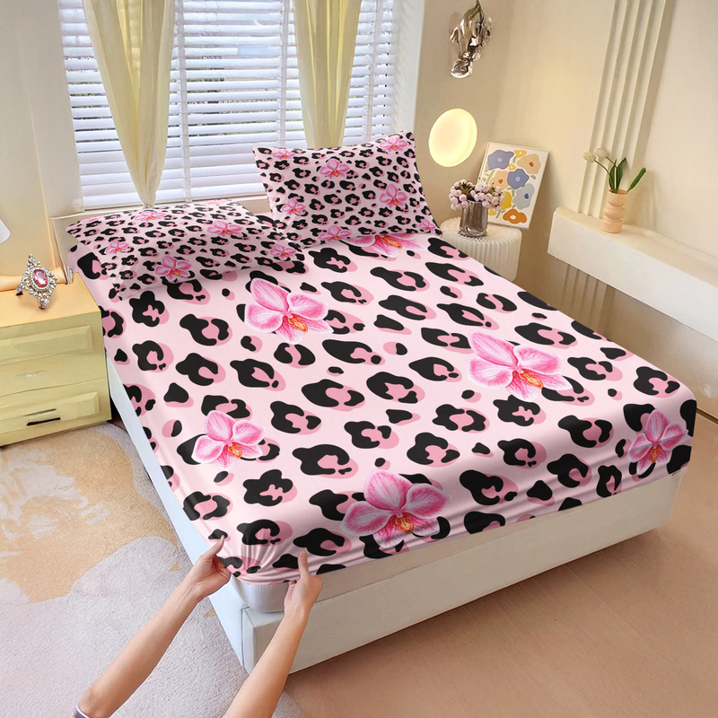 3pcs Pink Leopard Fitted Sheet - Fabric Softener Sheet 评论和价格