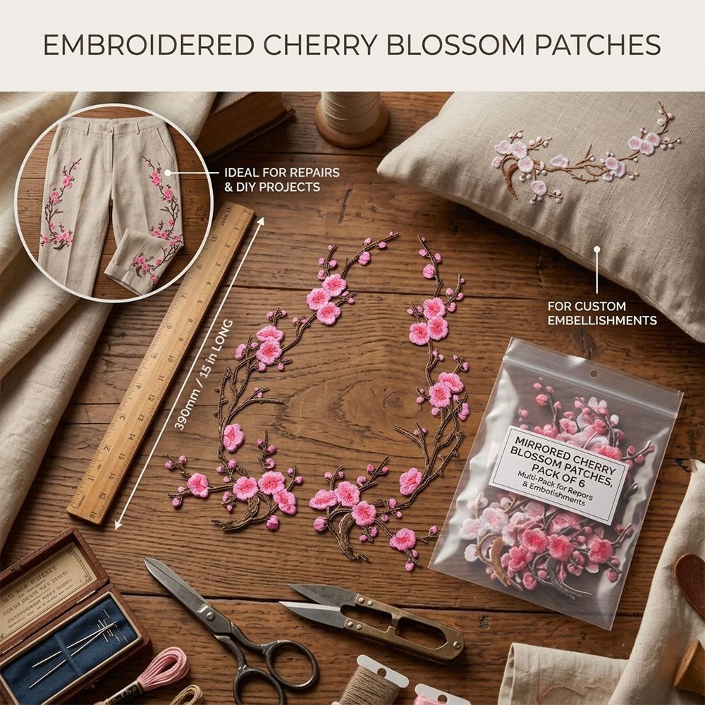 DIY Cherry Blossom Iron On Pat - Sewing Repair 评论和价格