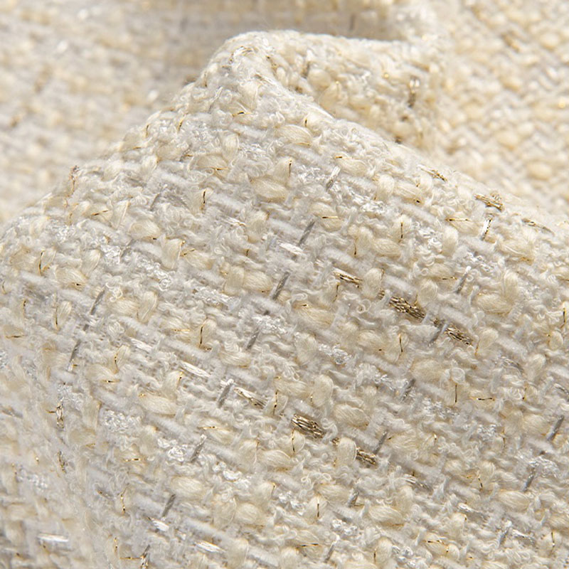 Beige Color and Gold Wire Yarn - Sewing Tweed Fabric 评论和价格