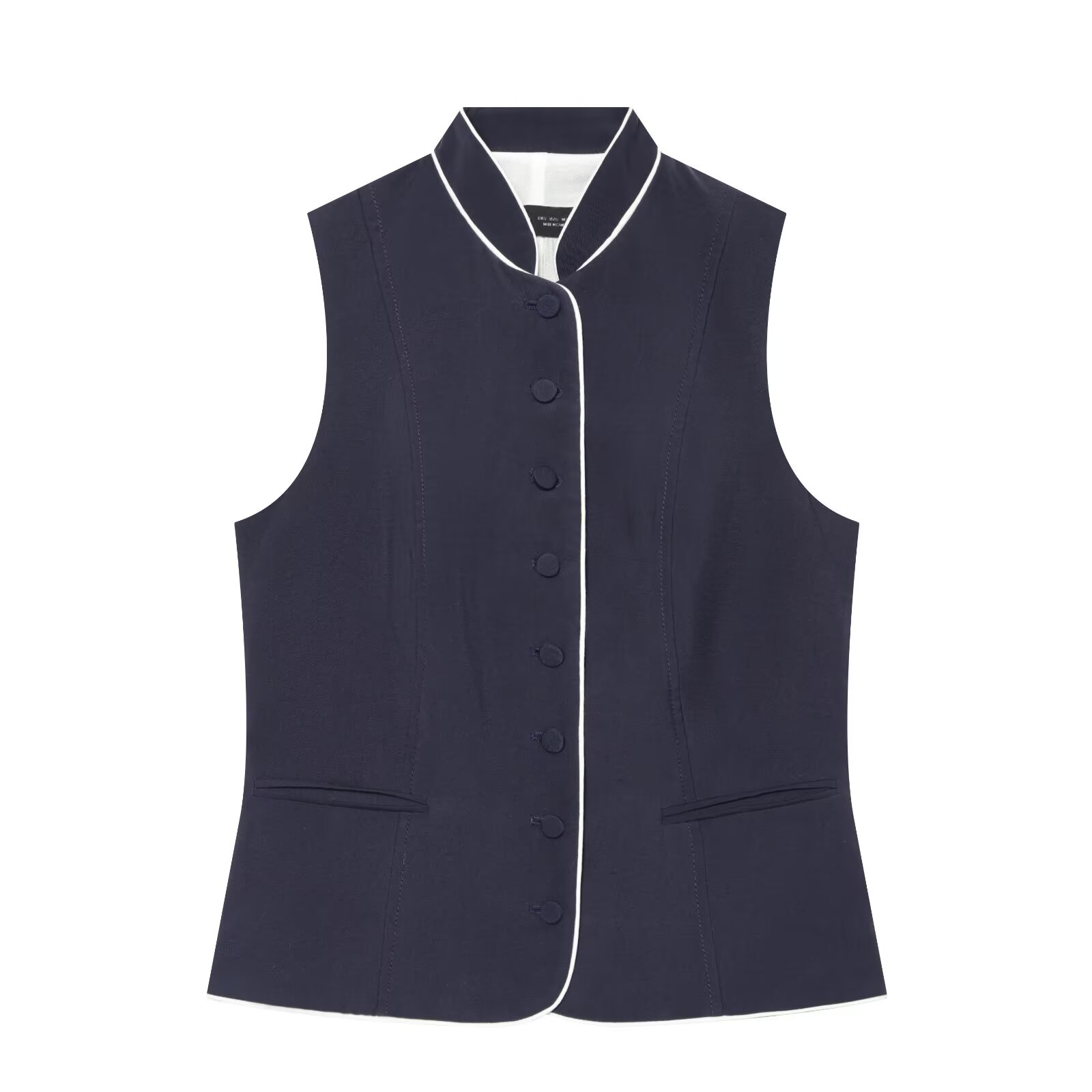 BSAY Women Contrast Stand Coll - Sewing Vest 评论和价格