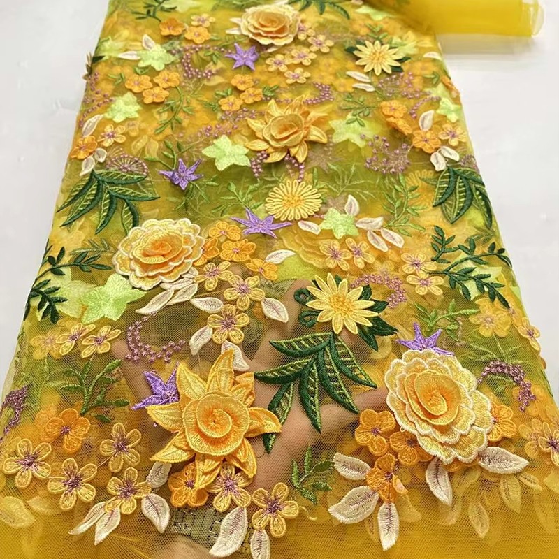 90x130cm 3D Floral Embroidered - Textile For Sewing 评论和价格