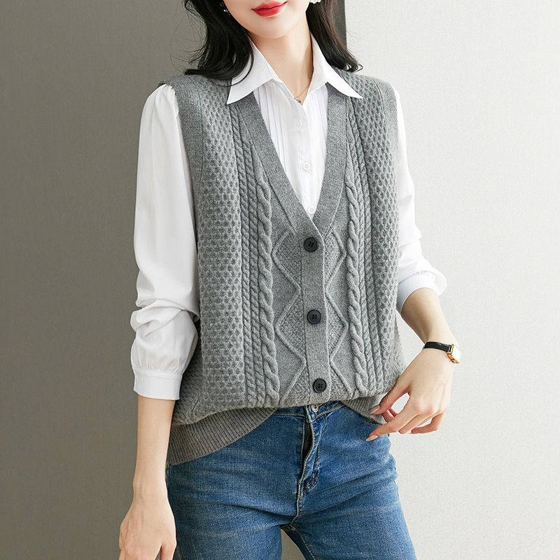 Knitted sweater new autumn ves - Sewing Vest 评论和价格