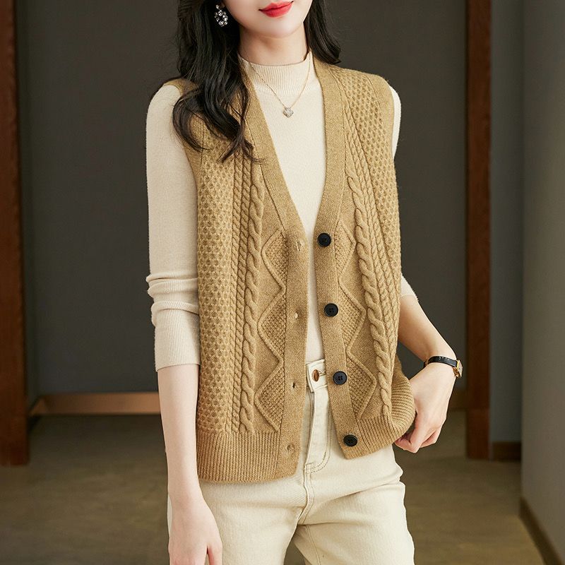Knitted sweater new autumn ves - Sewing Vest 评论和价格