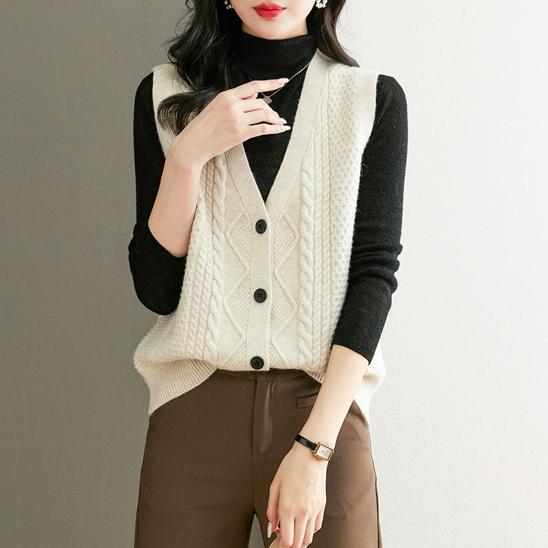 Knitted sweater new autumn ves - Sewing Vest 评论和价格