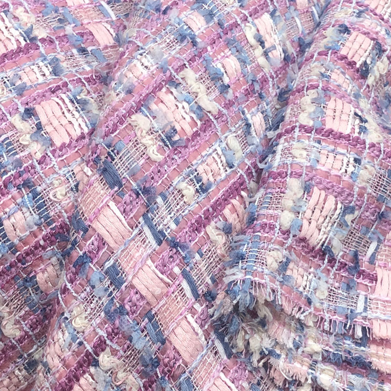Light Purple Stripe and Ribbon - Sewing Tweed Fabric 评论和价格