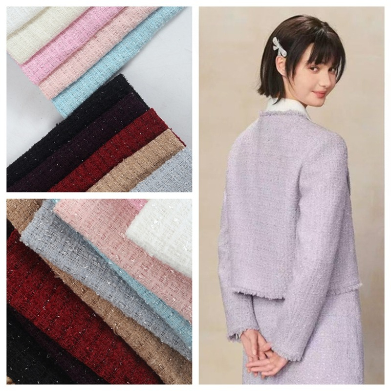 Plain Chenille Woven Tweed Fab - Sewing Tweed Fabric 评论和价格