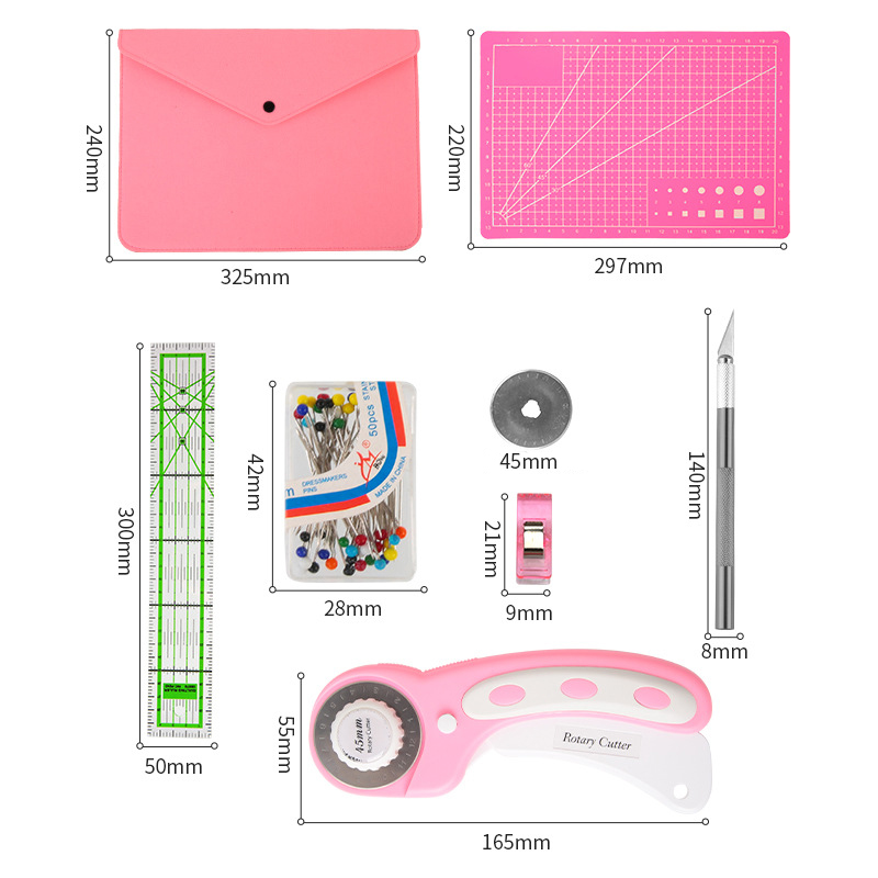 Rotary Cutter Set Pink - Quilt - Rotary Cutter Fabric 评论和价格